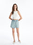 LC Waikiki Women's Standard Fit Plain Jean Shorts Skirt